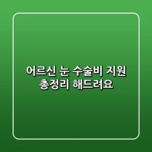 어르신 눈 수술비 지원 총정리 해드려요