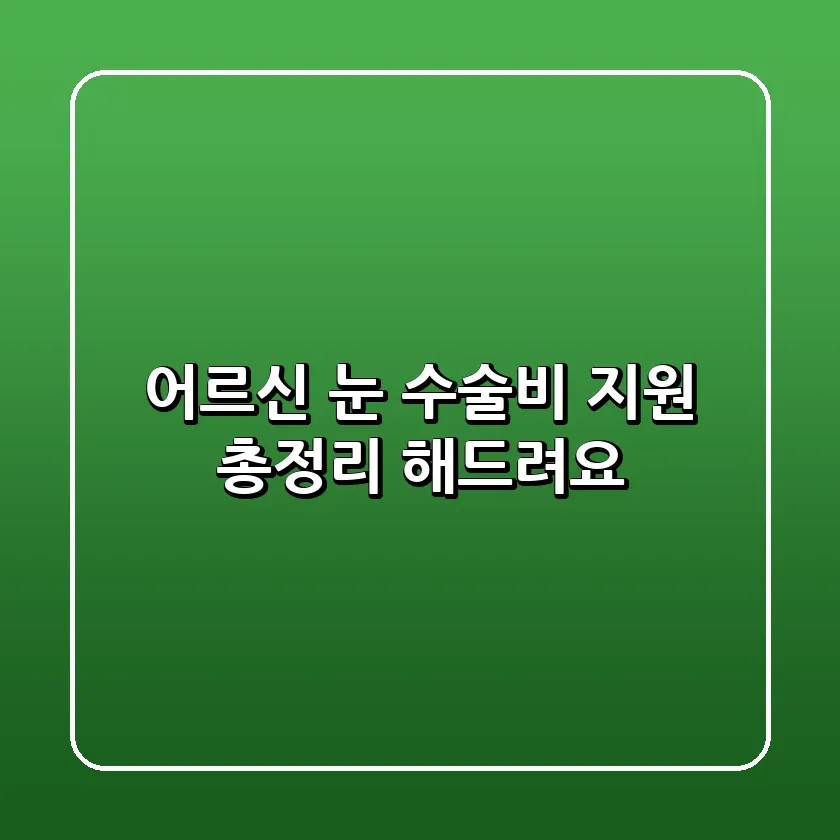 어르신 눈 수술비 지원 총정리 해드려요