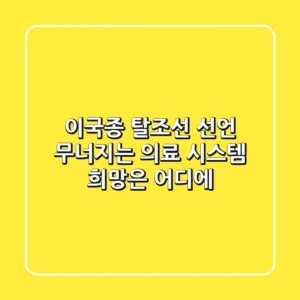 이국종 탈조선 선언: 무너지는 의료 시스템, 희망은 어디에?