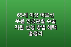 65세 이상 어르신 무릎 인공관절 수술 지원 신청 방법 혜택 총정리