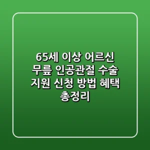 65세 이상 어르신 무릎 인공관절 수술 지원 신청 방법 혜택 총정리