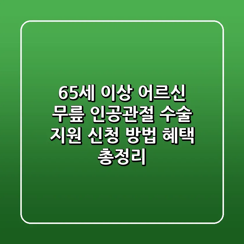 65세 이상 어르신 무릎 인공관절 수술 지원 신청 방법 혜택 총정리