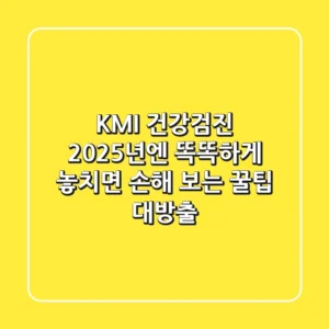 KMI 건강검진, 2025년엔 똑똑하게! 놓치면 손해 보는 꿀팁 대방출