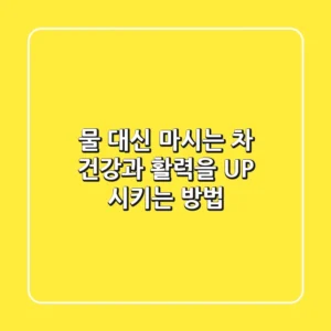 물 대신 마시는 차, 건강과 활력을 UP! 시키는 방법