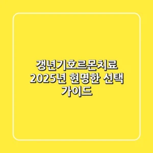 갱년기호르몬치료, 2025년 현명한 선택 가이드