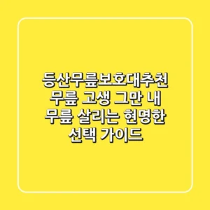 등산무릎보호대추천, 무릎 고생 그만! 내 무릎 살리는 현명한 선택 가이드