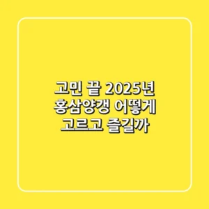 고민 끝! 2025년 홍삼양갱, 어떻게 고르고 즐길까?