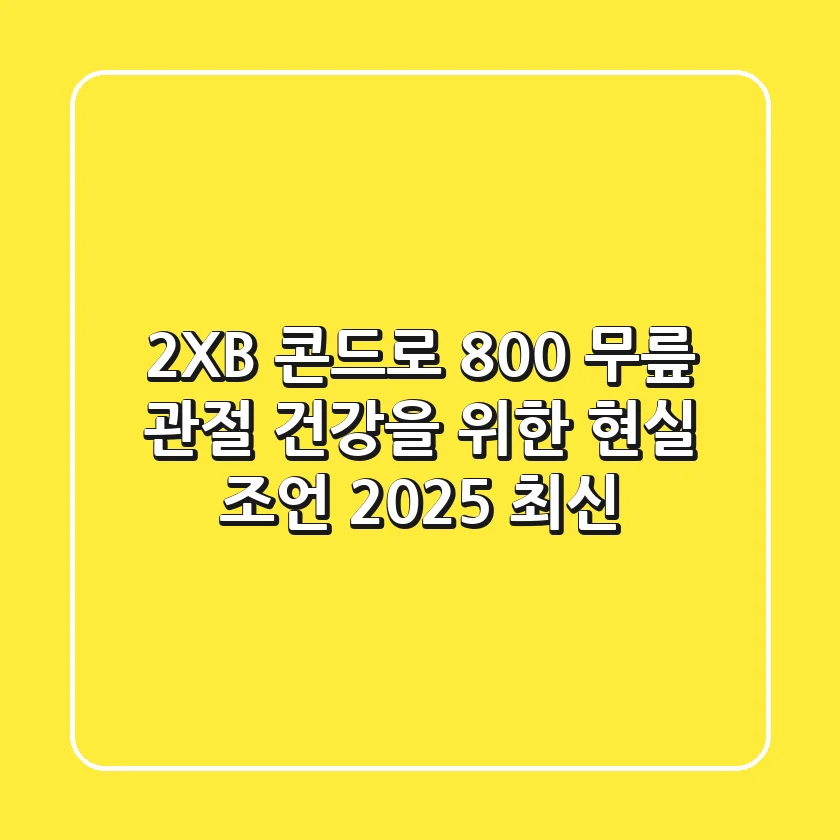 2XB 콘드로 800, 무릎 관절 건강을 위한 현실 조언 (2025 최신)
