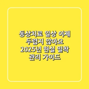 동상치료 일상, 이제 두렵지 않아요! 2025년 현실 밀착 관리 가이드