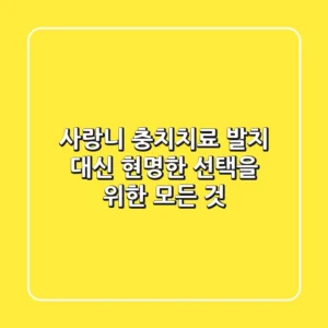 사랑니 충치치료: 발치 대신 현명한 선택을 위한 모든 것