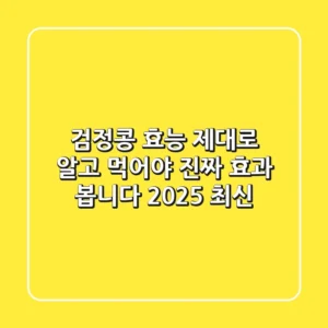 검정콩 효능, 제대로 알고 먹어야 진짜 효과 봅니다 (2025 최신)