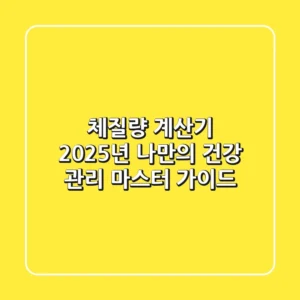 체질량 계산기: 2025년 나만의 건강 관리 마스터 가이드