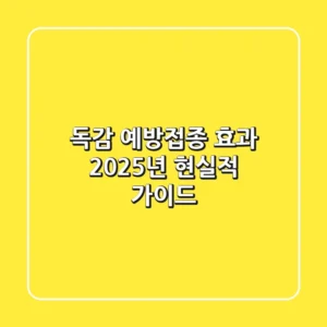 독감 예방접종 효과, 2025년 현실적 가이드