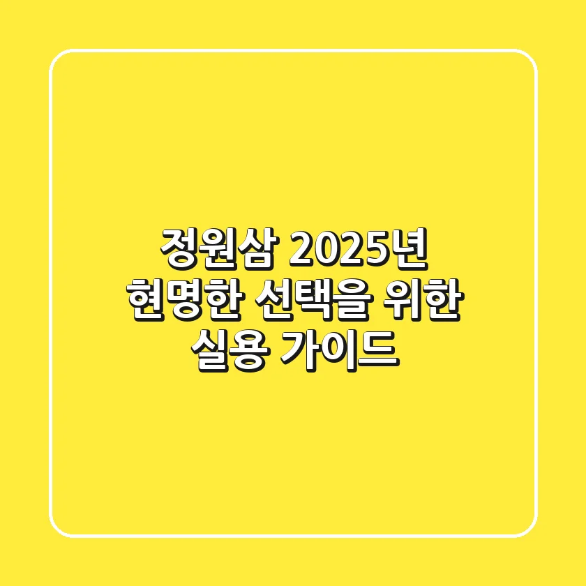 정원삼, 2025년 현명한 선택을 위한 실용 가이드