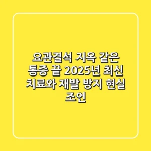요관결석, 지옥 같은 통증 끝! 2025년 최신 치료와 재발 방지 현실 조언