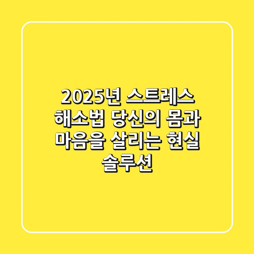 2025년 스트레스 해소법, 당신의 몸과 마음을 살리는 현실 솔루션