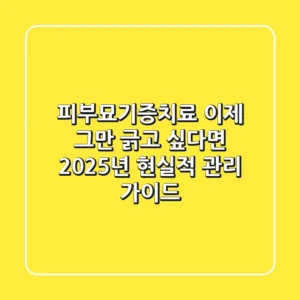 피부묘기증치료, 이제 그만 긁고 싶다면? 2025년 현실적 관리 가이드