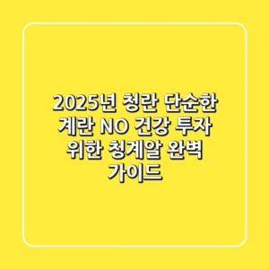 2025년 청란, 단순한 계란 NO! 건강 투자 위한 청계알 완벽 가이드