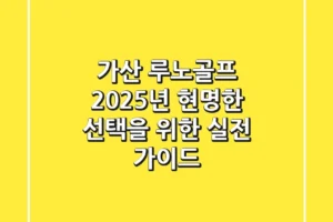 가산 루노골프, 2025년 현명한 선택을 위한 실전 가이드