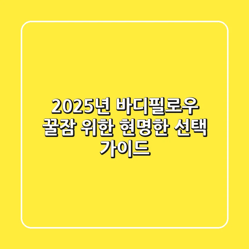 2025년 바디필로우: 꿀잠 위한 현명한 선택 가이드