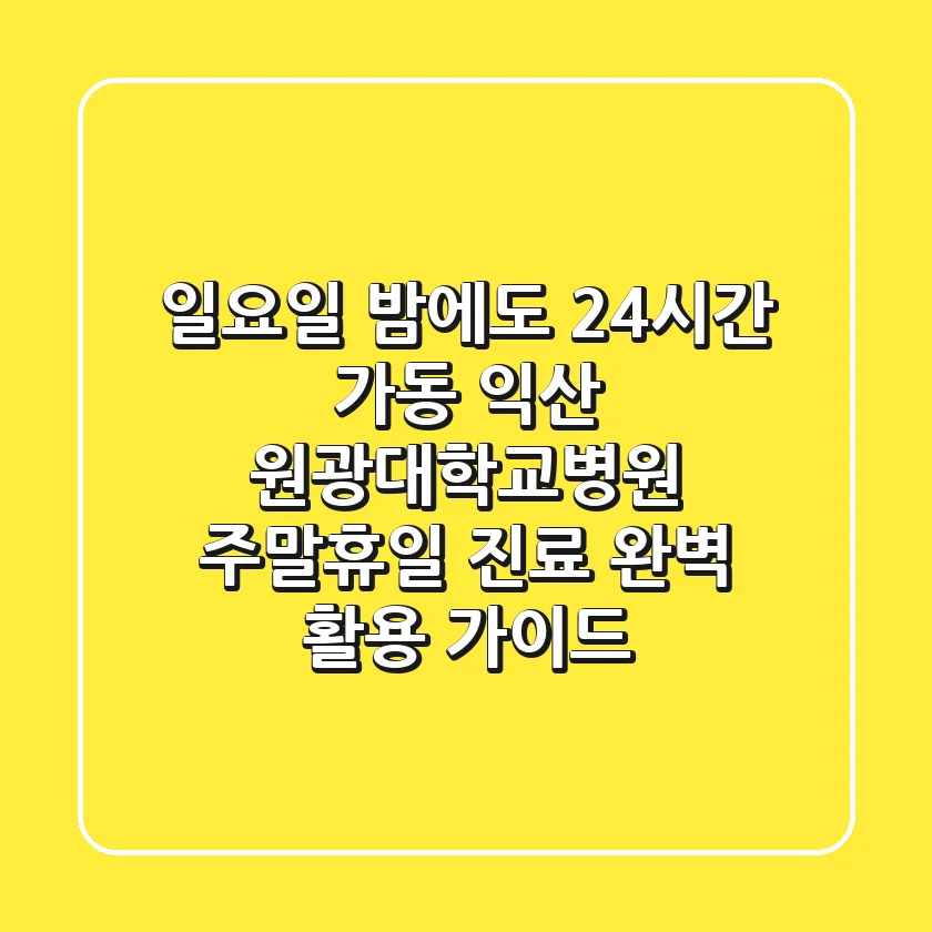 "일요일 밤에도 24시간 가동", 익산 원광대학교병원 주말·휴일 진료 완벽 활용 가이드