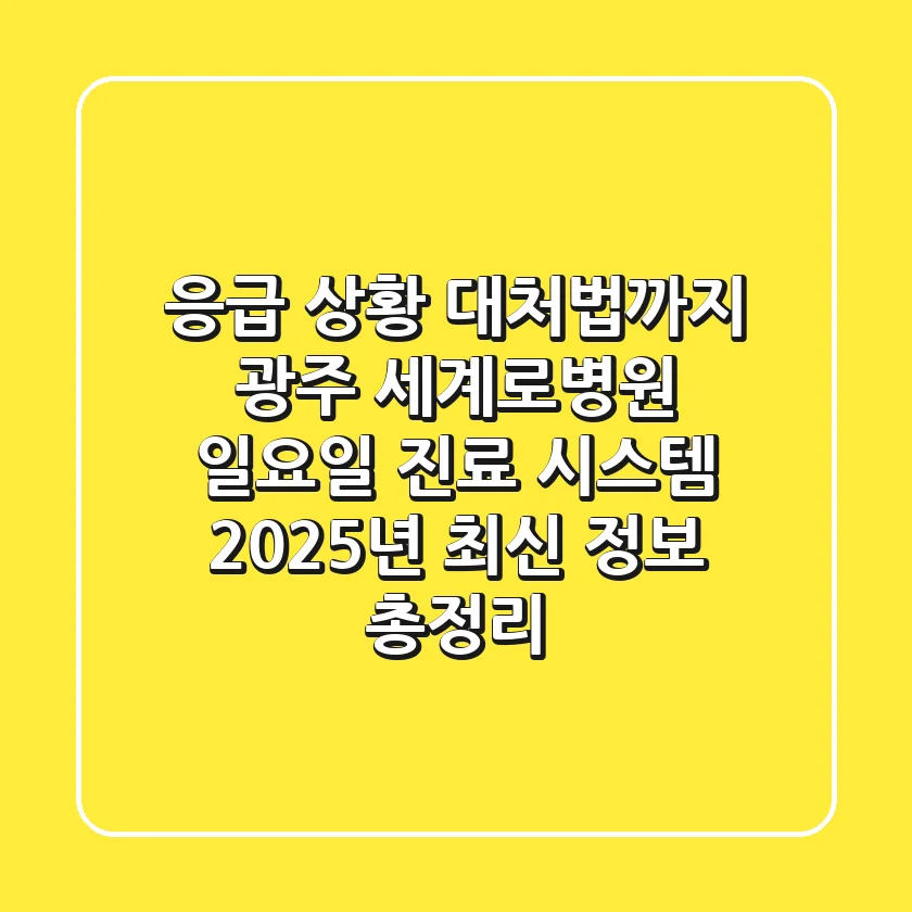 "응급 상황 대처법까지", 광주 세계로병원 일요일 진료 시스템 2025년 최신 정보 총정리