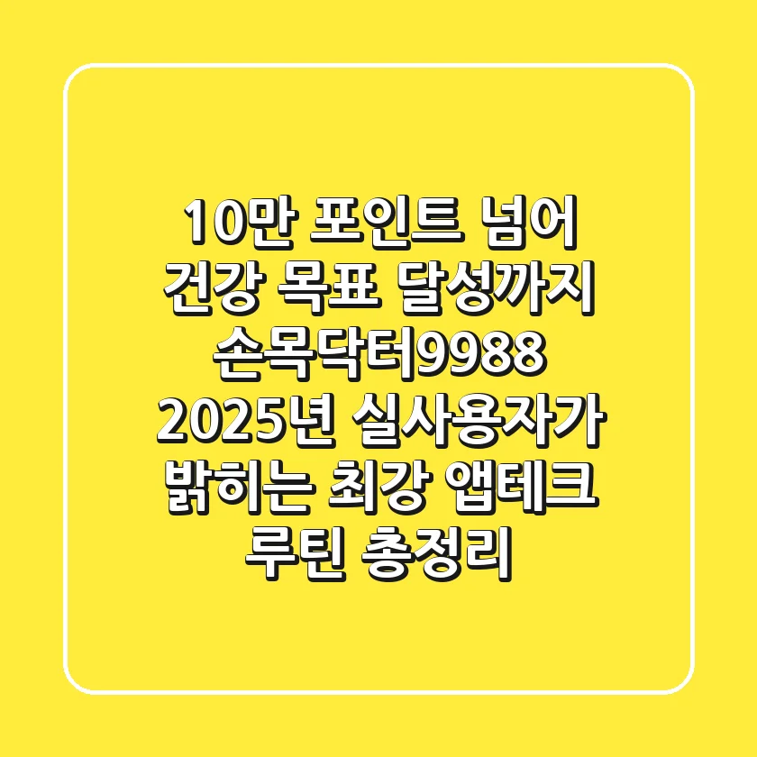 "10만 포인트 넘어, 건강 목표 달성까지", 손목닥터9988 2025년 실사용자가 밝히는 최강 앱테크 루틴 총정리