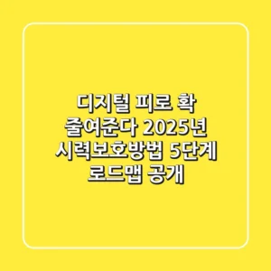 "디지털 피로 확 줄여준다", 2025년 시력보호방법 5단계 로드맵 공개
