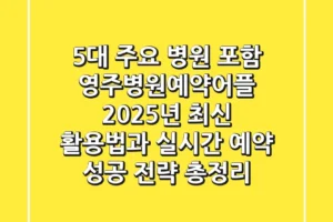 “5대 주요 병원 포함”, 영주병원예약어플 2025년 최신 활용법과 실시간 예약 성공 전략 총정리