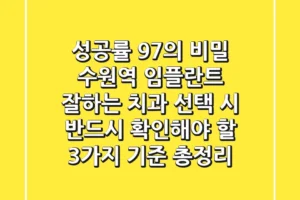 “성공률 97%의 비밀”, 수원역 임플란트 잘하는 치과 선택 시 반드시 확인해야 할 3가지 기준 총정리