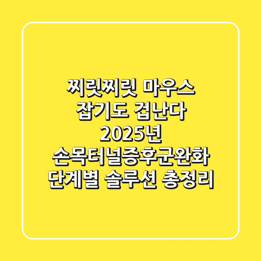 "찌릿찌릿 마우스 잡기도 겁난다", 2025년 손목터널증후군완화 단계별 솔루션 총정리