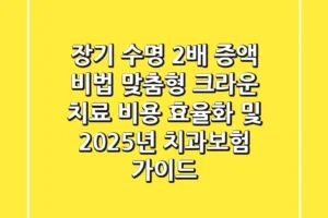 “장기 수명 2배 증액 비법”, 맞춤형 크라운 치료 비용 효율화 및 2025년 치과보험 가이드