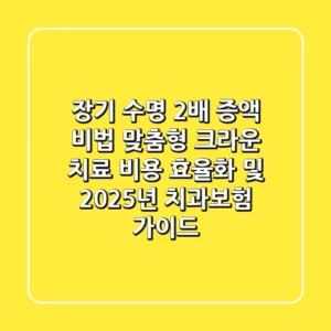 "장기 수명 2배 증액 비법", 맞춤형 크라운 치료 비용 효율화 및 2025년 치과보험 가이드