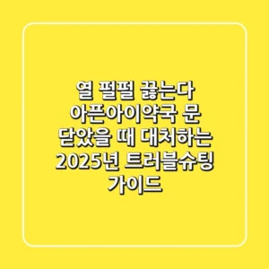 "열 펄펄 끓는다", 아픈아이약국 문 닫았을 때 대처하는 2025년 트러블슈팅 가이드