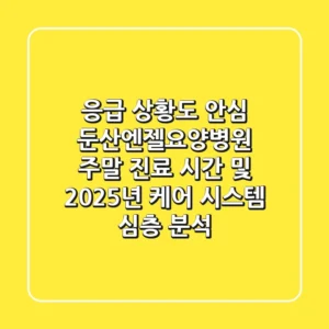 "응급 상황도 안심?", 둔산엔젤요양병원 주말 진료 시간 및 2025년 케어 시스템 심층 분석