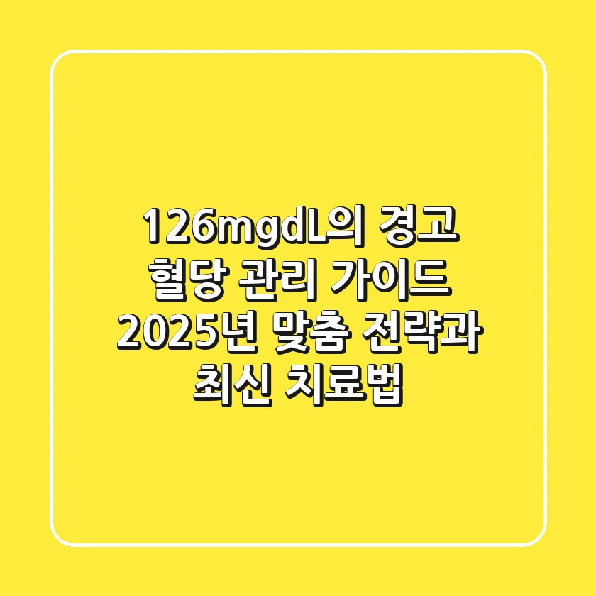 "126mg/dL의 경고", 혈당 관리 가이드: 2025년 맞춤 전략과 최신 치료법