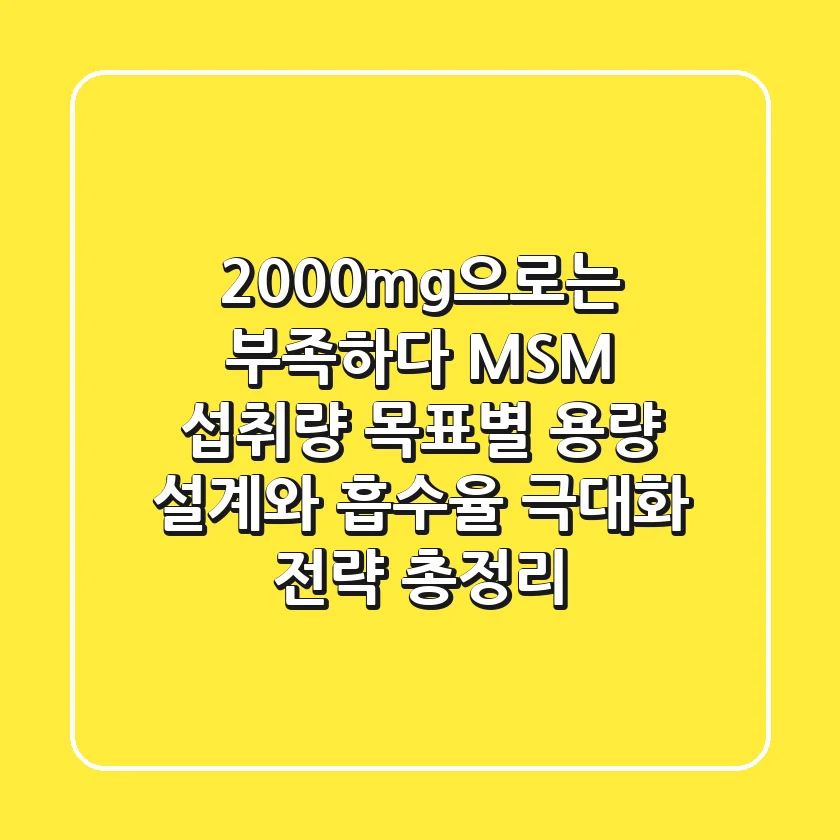 "2,000mg으로는 부족하다?", MSM 섭취량, 목표별 용량 설계와 흡수율 극대화 전략 총정리