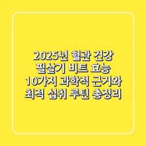 "2025년 혈관 건강 필살기", 비트 효능 10가지 과학적 근거와 최적 섭취 루틴 총정리