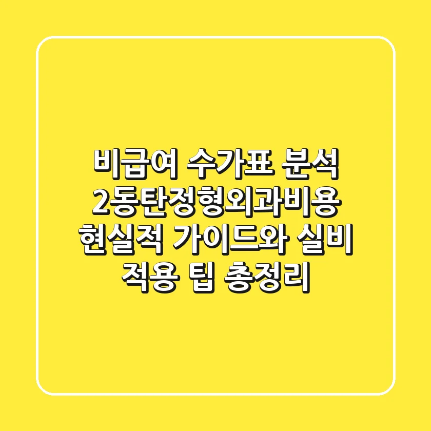 "비급여 수가표 분석", 2동탄정형외과비용 현실적 가이드와 실비 적용 팁 총정리