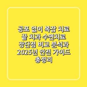 "공포 없이 복잡 치료 끝", 치과 수면치료 장단점 비교 분석과 2025년 안전 가이드 총정리