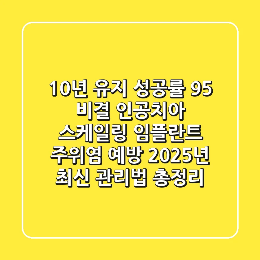 "10년 유지 성공률 95% 비결", 인공치아 스케일링, 임플란트 주위염 예방 2025년 최신 관리법 총정리