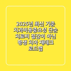 "2025년 최신 기준", 치과비용중요성, 단순 치료비 절감이 아닌 ‘평생 치아 재테크’ 로드맵