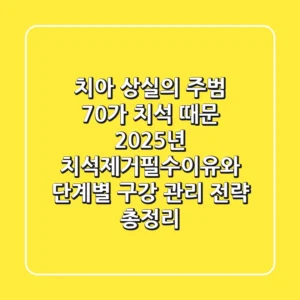 "치아 상실의 주범, 70%가 치석 때문", 2025년 치석제거필수이유와 단계별 구강 관리 전략 총정리
