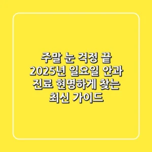"주말 눈 걱정 끝", 2025년 일요일 안과 진료 현명하게 찾는 최신 가이드