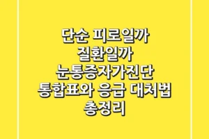 “단순 피로일까, 질환일까?”, 눈통증자가진단 통합표와 응급 대처법 총정리