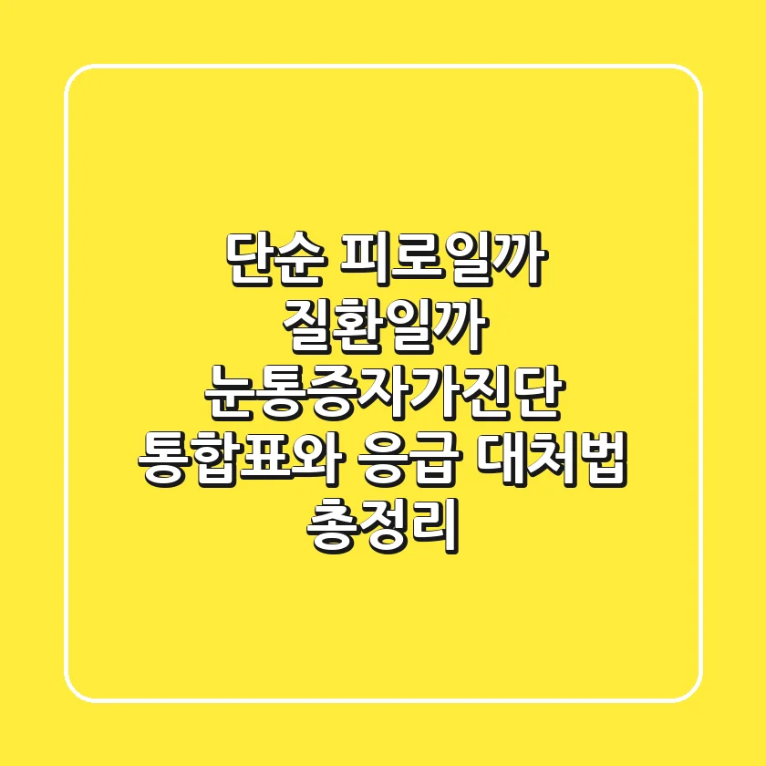 "단순 피로일까, 질환일까?", 눈통증자가진단 통합표와 응급 대처법 총정리